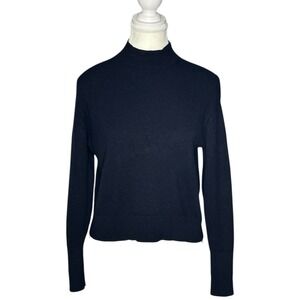 Everlane Dark Blue Mock Neck Cashmere Minimalist Luxury Sweater Petite XS